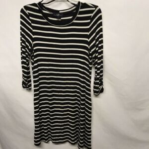 Agb Womens Black‎ White Striped Fit and flare dress